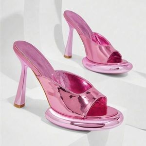 Metallic pink heels